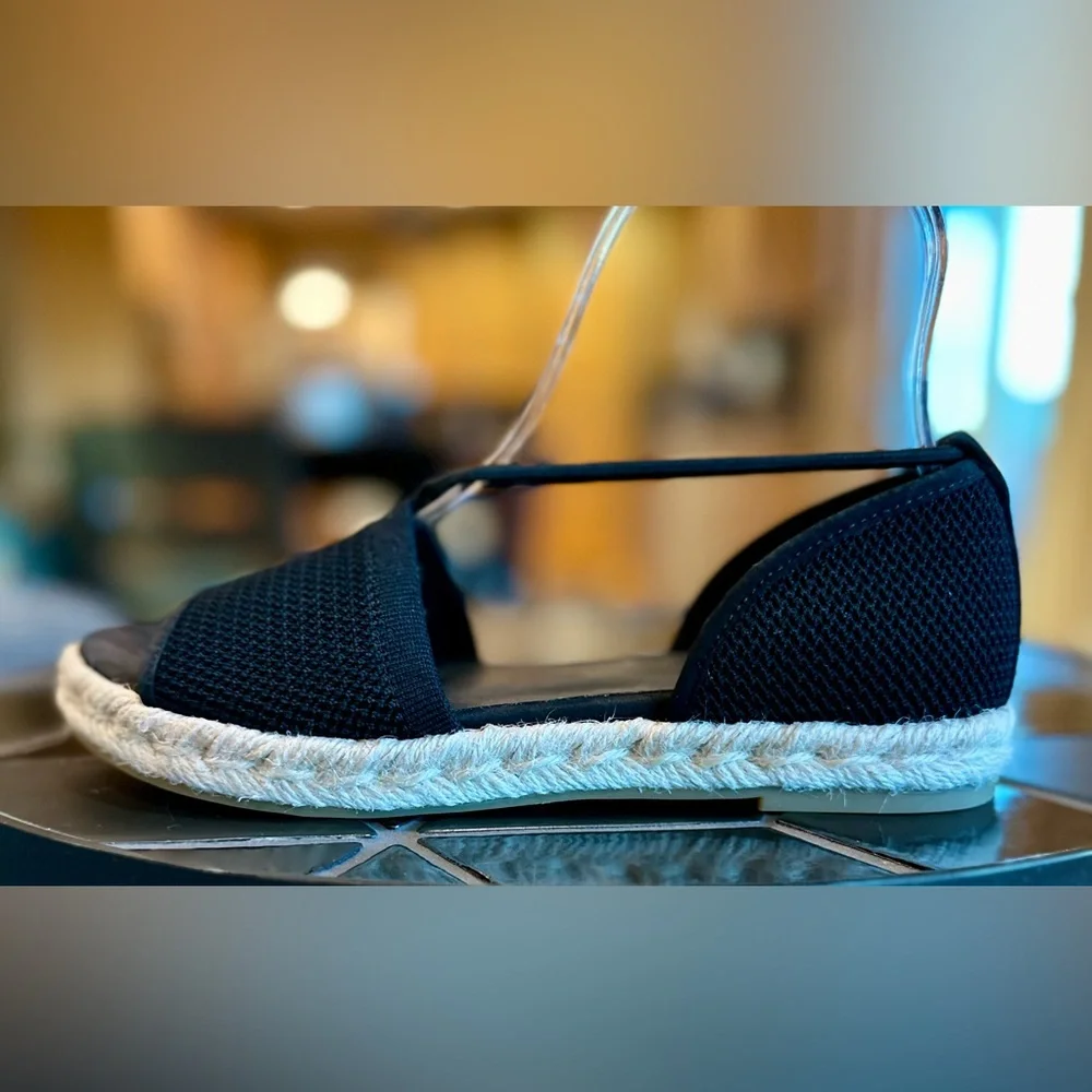 Eileen Fisher Black Mews Espadrille Sandals, New Without Box, Size 6 1/2